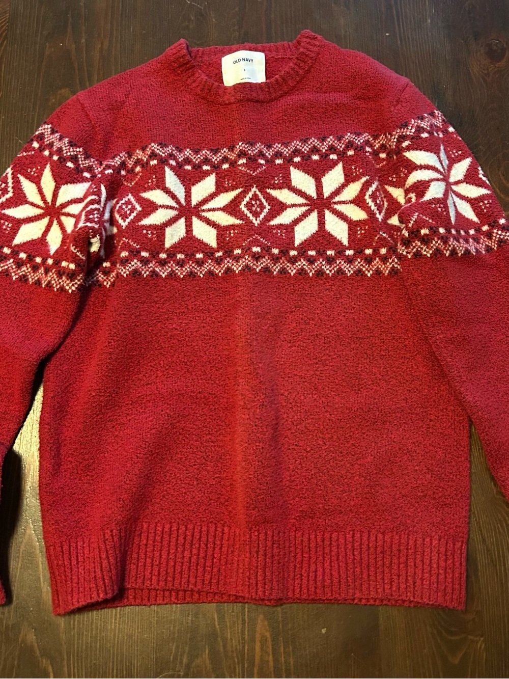 Old Navy Red Fair Isle Crewneck Sweater - Men's Small